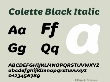 Colette-Black Italic 1.000 Font Sample