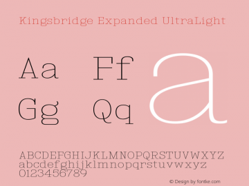 KingsbridgeExUl-Regular Version 1.000 Font Sample