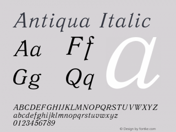 Antiqua Italic Converted from d:\win\system\ANT46___.TF1 by ALLTYPE图片样张