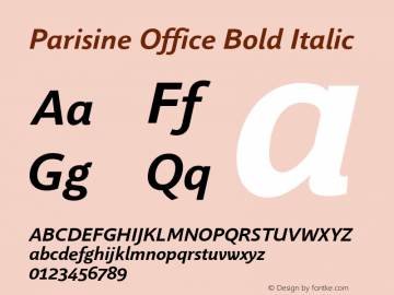 ParisineOffice-BoldItalic Version 1.004 Font Sample