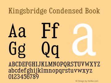 KingsbridgeCdBk-Regular Version 1.000 Font Sample