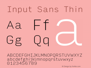 InputSans Thin Version 0.000;PS 0.0;hotconv 1.0.72;makeotf.lib2.5.5900; ttfautohint (v0.9)图片样张