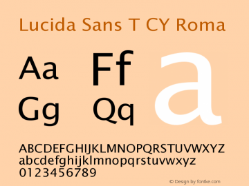 Lucida Sans T CY Roman Version 001.005 Font Sample