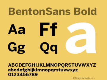 BentonSans Bold Version 4.002 June 28 2011图片样张
