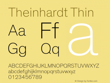Theinhardt-Thin Version 3.001 Font Sample