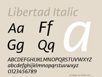 Libertad-Italic Version 1.000 Font Sample