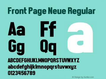 Front Page Neue Version 1.00 March 4, 2015, initial release Font Sample