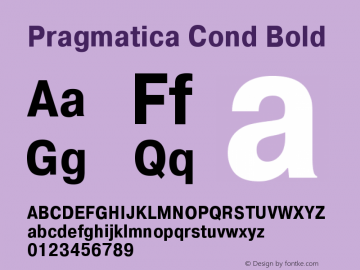 Pragmatica Cond Bold Version 2.000 Font Sample