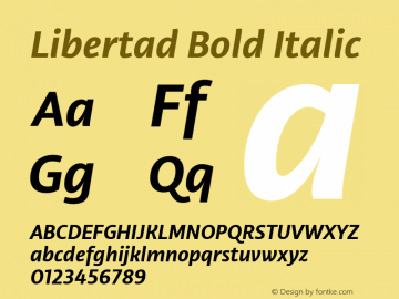 Libertad-BoldItalic Version 1.000 Font Sample