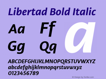 Libertad-BoldItalic Version 1.000 Font Sample