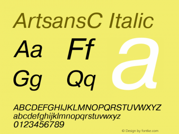 ArtsansC Italic 1.100.000 Font Sample