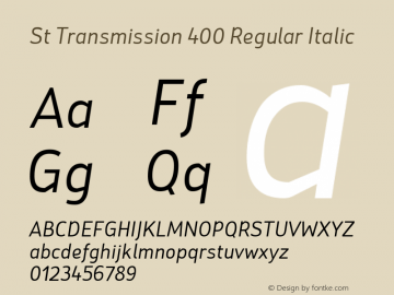 St Transmission 400 Regular Italic Version 1.000; Fonts for Free; vk.com/fontsforfree图片样张