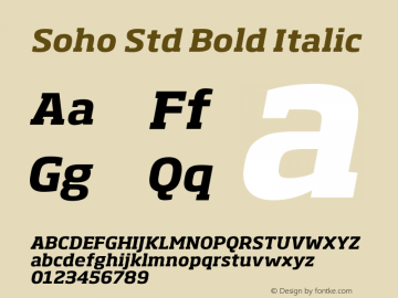 SohoStd-BoldItalic Version 1.000 Font Sample