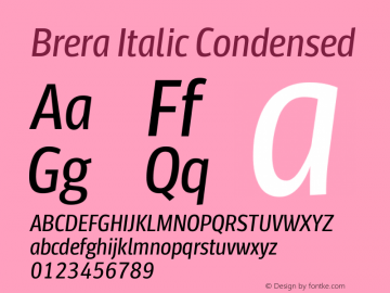 Brera-ItalicCondensed Version 001.002 Font Sample