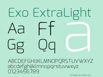 Exo ExtraLight Version 1.00 Font Sample