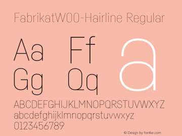 Fabrikat W00 Hairline Version 2.10 Font Sample