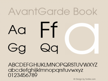 AvantGarde Book Macromedia Fontographer 4.1 1/26/99 Font Sample