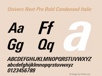 Univers Next Pro Bold Condensed Italic Version 1.00图片样张