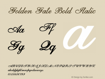 GoldenGate-BoldItalic Version 1.000图片样张