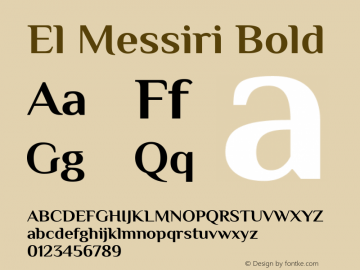 El Messiri Bold Version 2.006 Font Sample