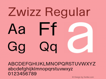 Zwizz Regular Version 1.0 Font Sample