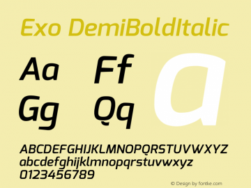 Exo DemiBold Italic Version 1 Font Sample