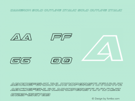 Dameron Bold Outline Italic Version 1.0; 2016 Font Sample