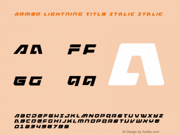 Armed Lightning Title Italic Version 1.0; 2017 Font Sample