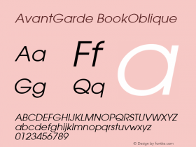 AvantGarde BookOblique Macromedia Fontographer 4.1 1/26/99图片样张