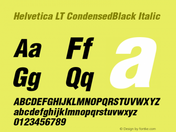 Helvetica LT Condensed Black Oblique Version 6.02图片样张