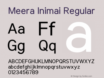 MeeraInimai-Regular 2.0.0+20160526 Font Sample