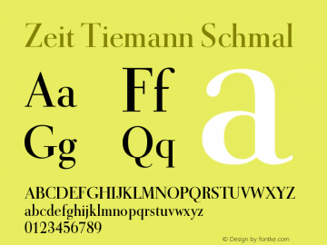 ZeitTiemann-Schmal Version 001.001 Font Sample