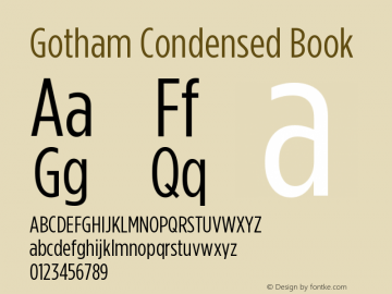 GothamCondensed-Book Version 2.200 Font Sample