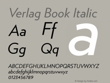 Verlag-BookItalic Version 1.210图片样张