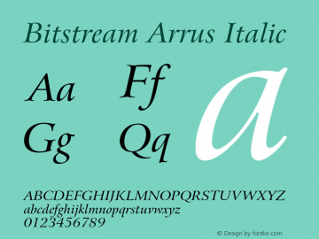 ArrusBT-Italic 2.0-1.0 Font Sample