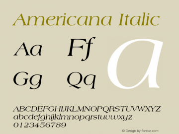 AmericanaBT-Italic 2.0-1.0 Font Sample