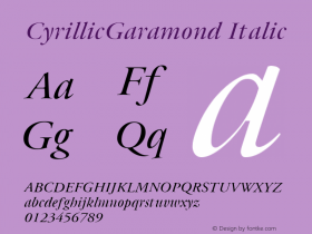 CyrillicGaramond Italic 1.0 Thu Mar 25 16:38:33 1993 Font Sample