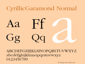 CyrillicGaramond Normal 1.0 Sun Mar 28 17:25:32 1993 Font Sample