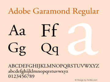AGaramond-Regular 001.003 Font Sample