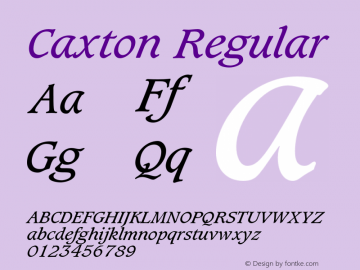 Caxton-BookItalic 001.001 Font Sample