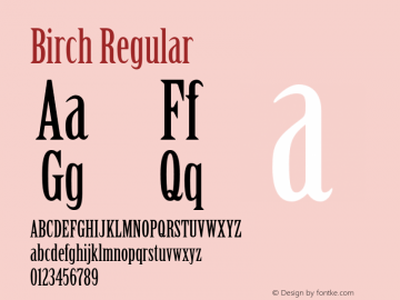Birch 001.001 Font Sample