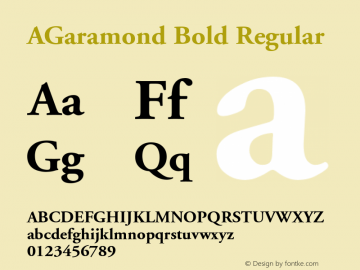 Adobe Garamond Bold V.1.0 Font Sample