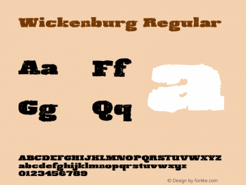 Wickenburg Version 1.000 2008 initial release Font Sample