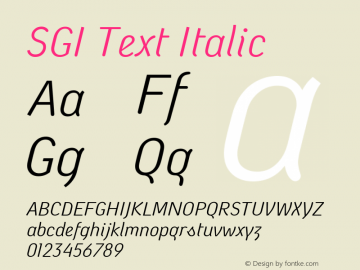 SGI-TextItalic Version 001.001 Font Sample