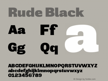 Rude-Black Version 1.000 Font Sample