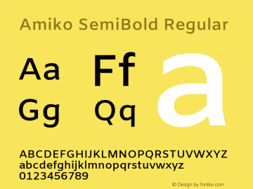 Amiko SemiBold Version 1.000; ttfautohint (v1.3)图片样张