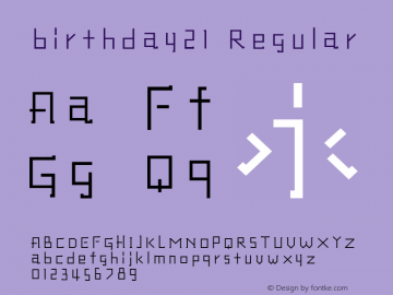 birthday21 Version 1.00 Font Sample