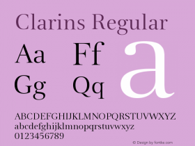 Clarins-Regular Version 001.001 Font Sample