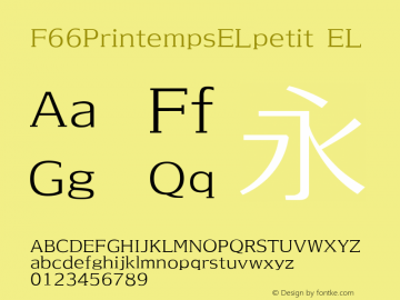 F66PrintempsELpetit Version 1.01 Font Sample