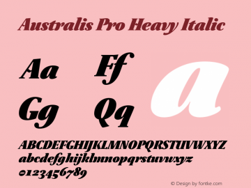 AustralisPro-HeavyItalic Version 2.000 Font Sample